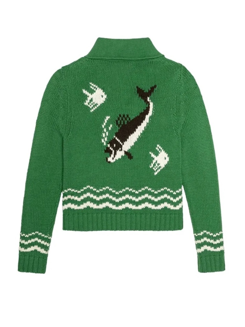 THE GREAT. THE BASS CARDIGAN Green Knit 100% Cotton - Size 1 - Picture 7 of 8
